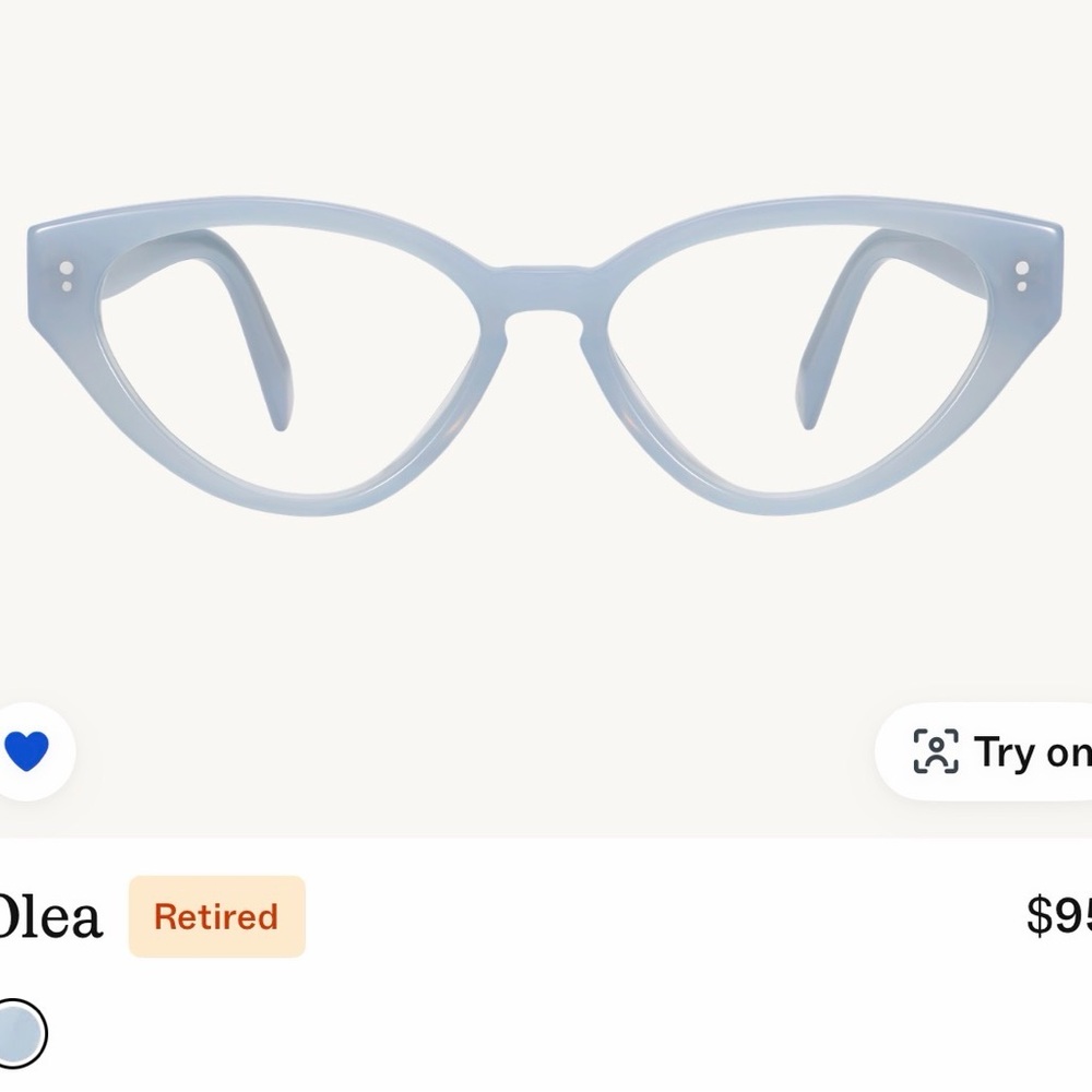 Warby Parker Olea blue poppy Stylish Blue Cat-Eye Glasses